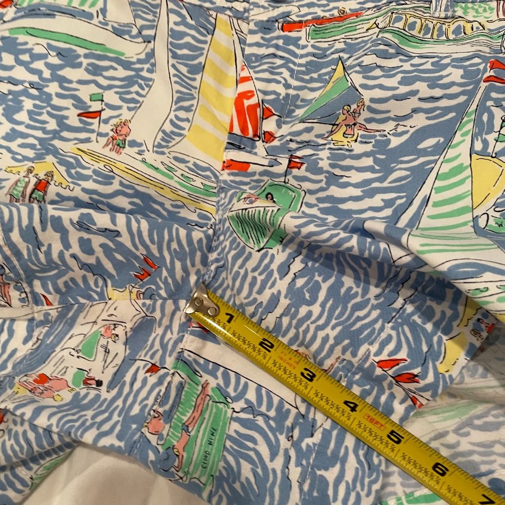 Lilly Pulitzer Callahan Nautical Sailboats Shorts Get Nauti Blue Size 10 - Picture 7 of 7